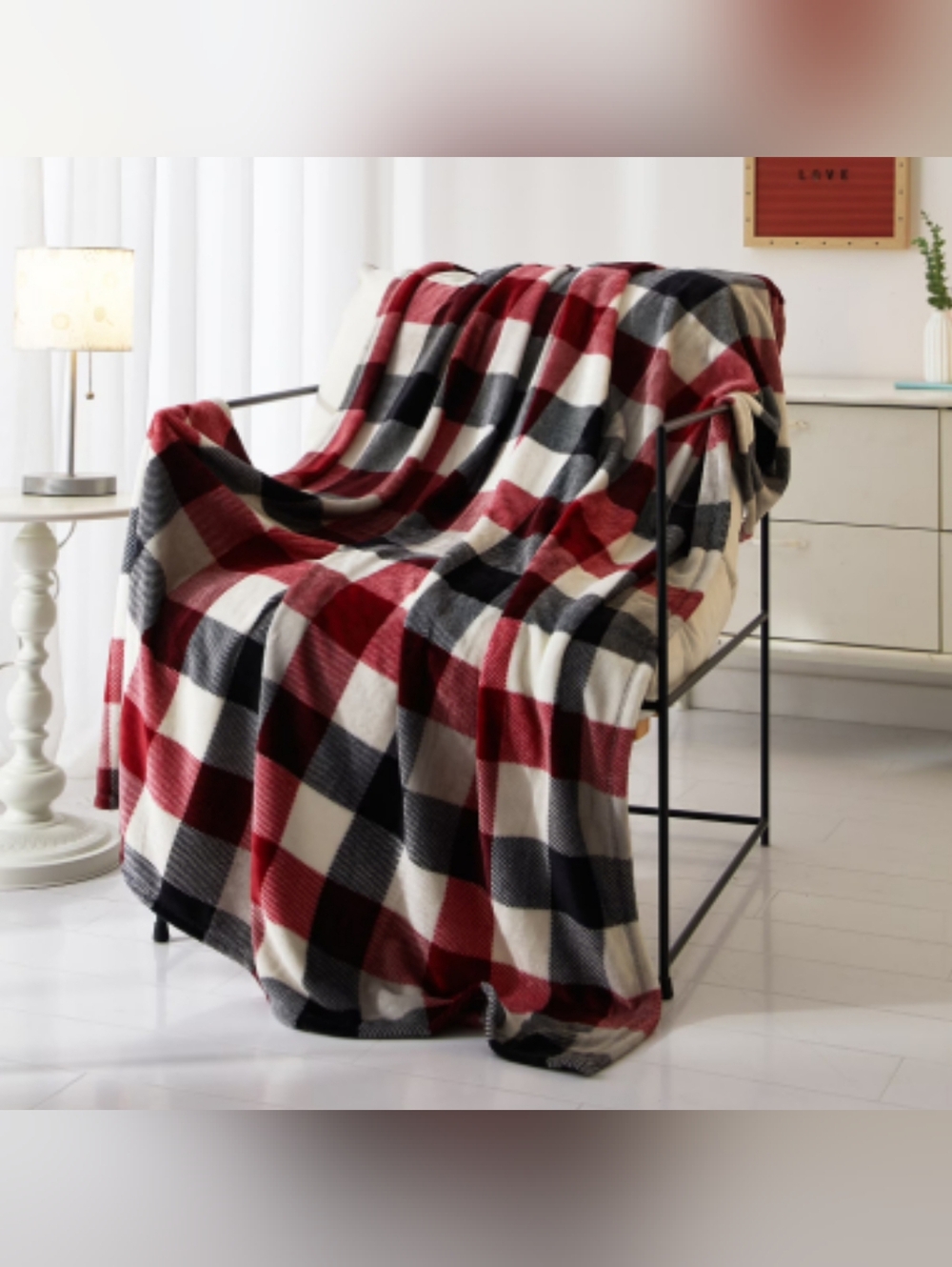Mainstays Red Plaid 50x60 Plush Throw Blanket